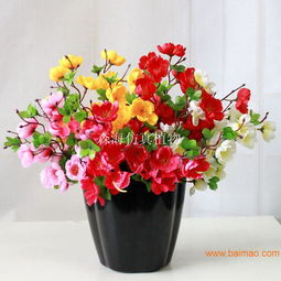 人造迎春花与小桃花 户外花坛景观的持久美化之选